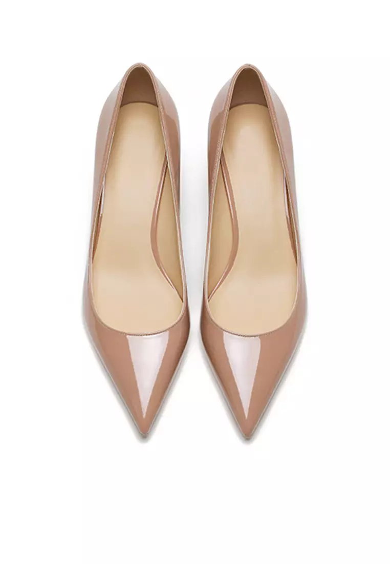 5CM Patent Pointed Mid Heel Shoes HZL150