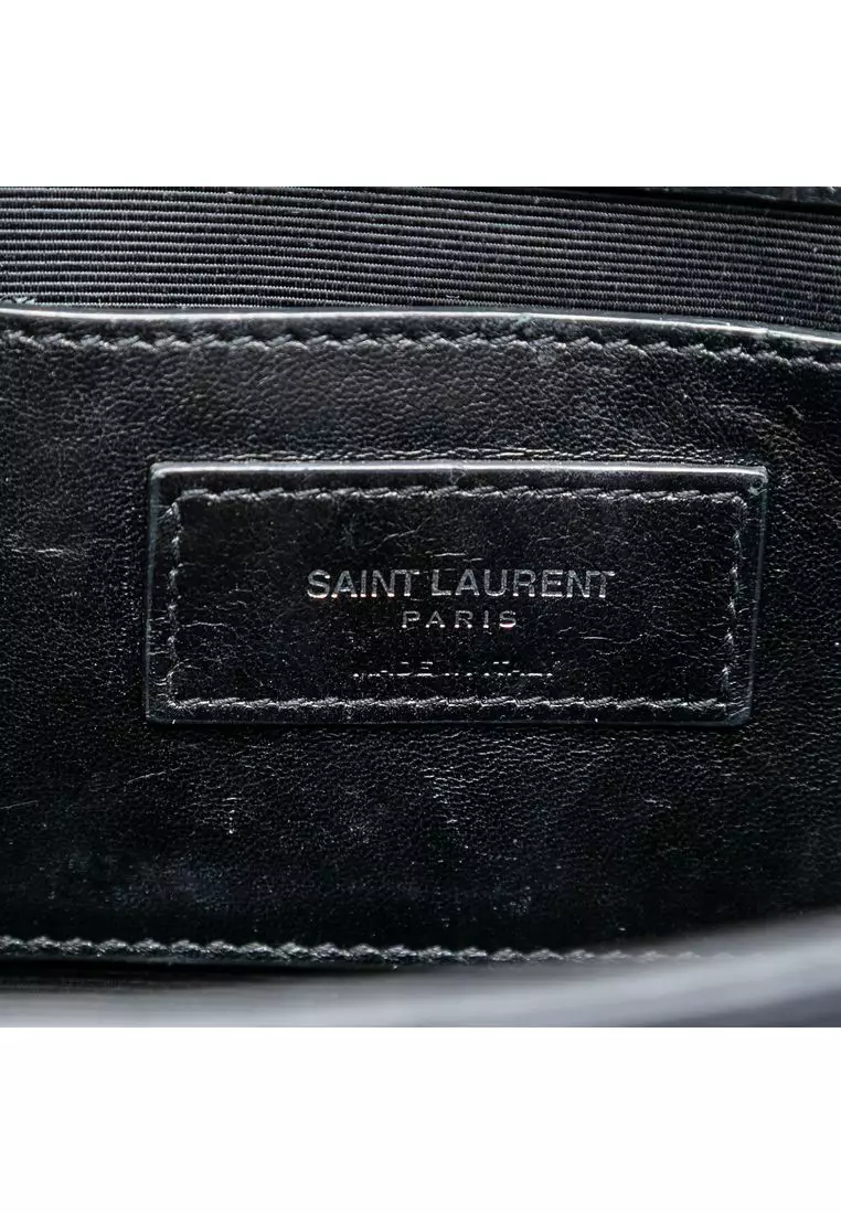 Pre-Loved Saint Laurent Medium Croc Embossed Leather Kate Tassel Crossbody