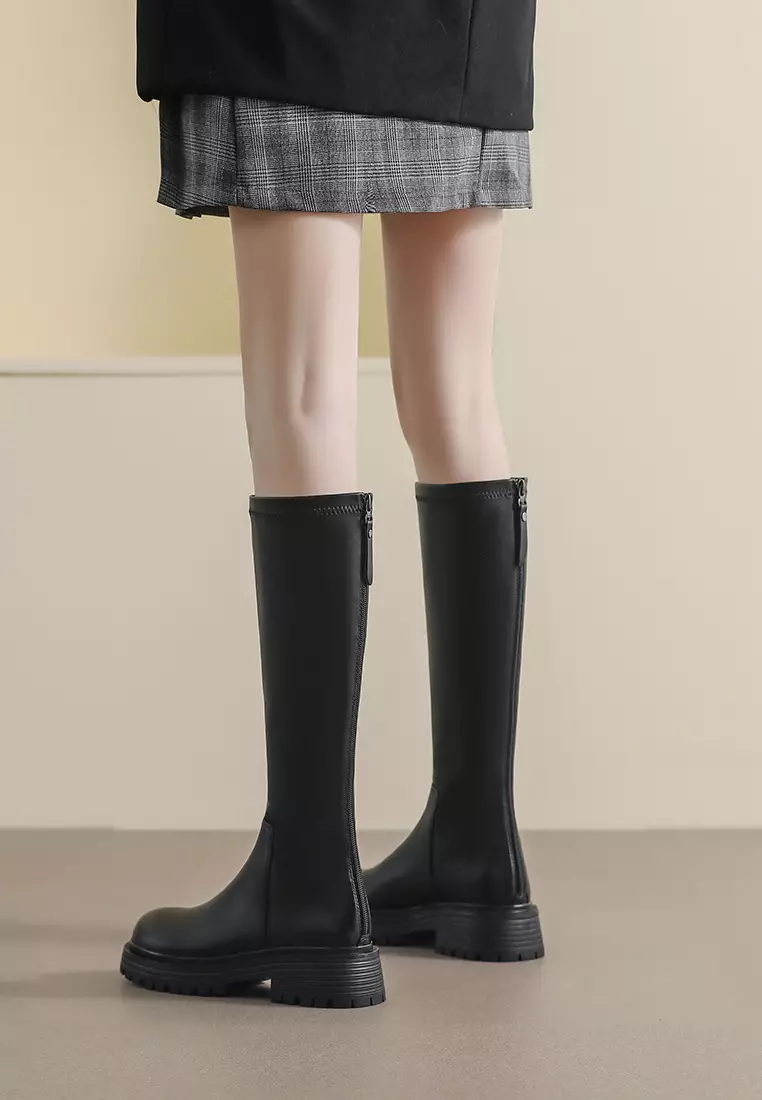 Zipper Microfiber Leather Riding Boots WW1605