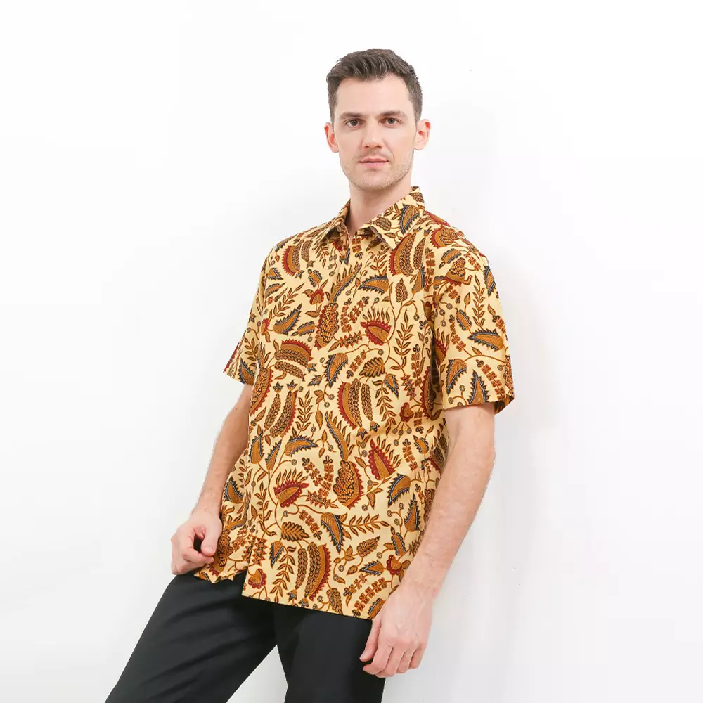 Kemeja Batik Printing Lengan Pendek Motif Pisang Wulan