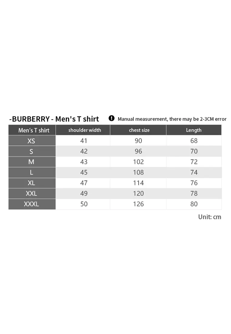 Burberry size chart on sale