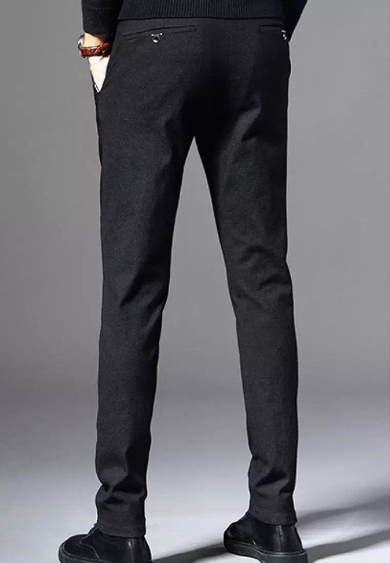 ETHANOL Men's Stretch Slim Fit Casual Pants – 5 Pocket Straight Leg Trousers, Black 34x32