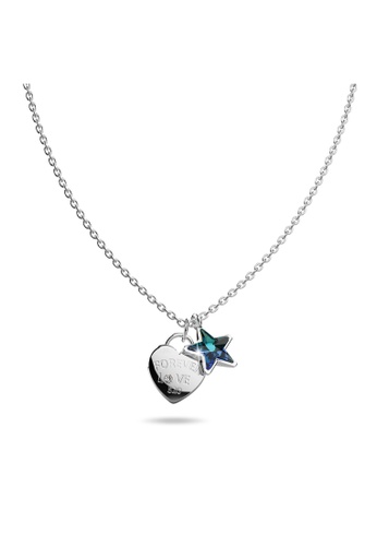 Buy 925 Signature 925 Signature Solid 925 Sterling Silver Heart Shaped Pendant And Bermuda Blue Necklace Embellished With Crystals From Swarovski 2021 Online Zalora Singapore