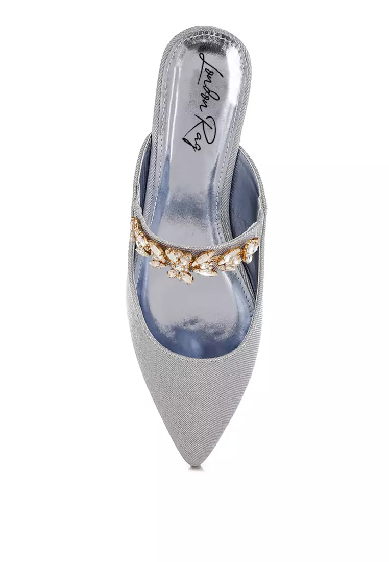 Sandal Tali Berlian Imitasi Glitter Warna Lilac