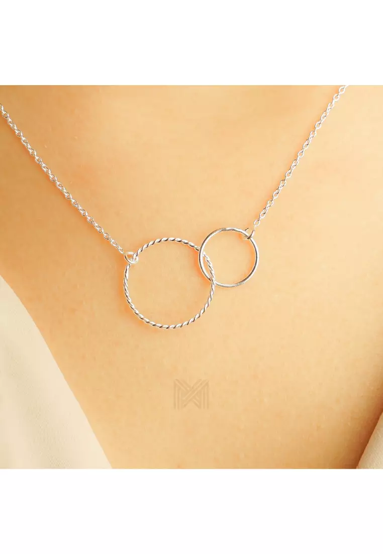 Minimal Double Karma Silver Necklace with 925 Sterling Silver