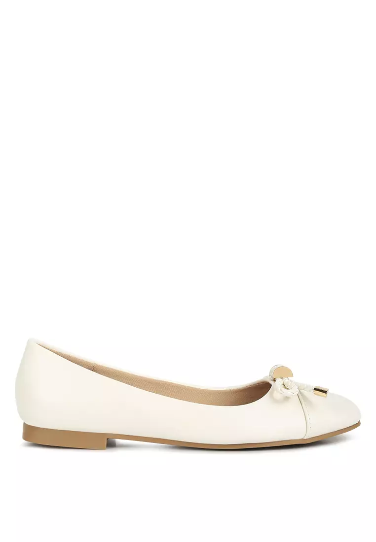 Discount on London Rag  shoes - SKU: Ivory Metallic Embellished Flat Ballerinas