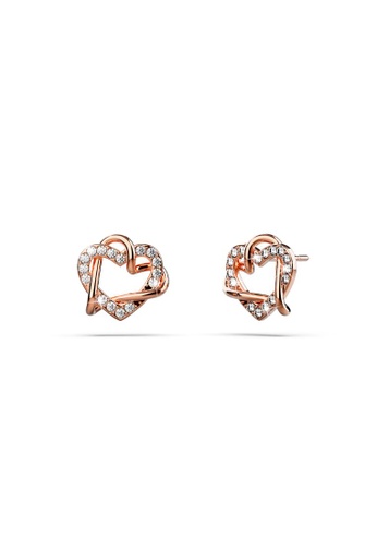 Krystal Couture gold KRYSTAL COUTURE Intertwined Love & Hearts Rose Gold Plated Stud Earrings Embellished with Clear Swarovski crystals 2A7BBAC734366BGS_1