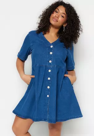 white christmas dresses Laura Denim Maxi Dress