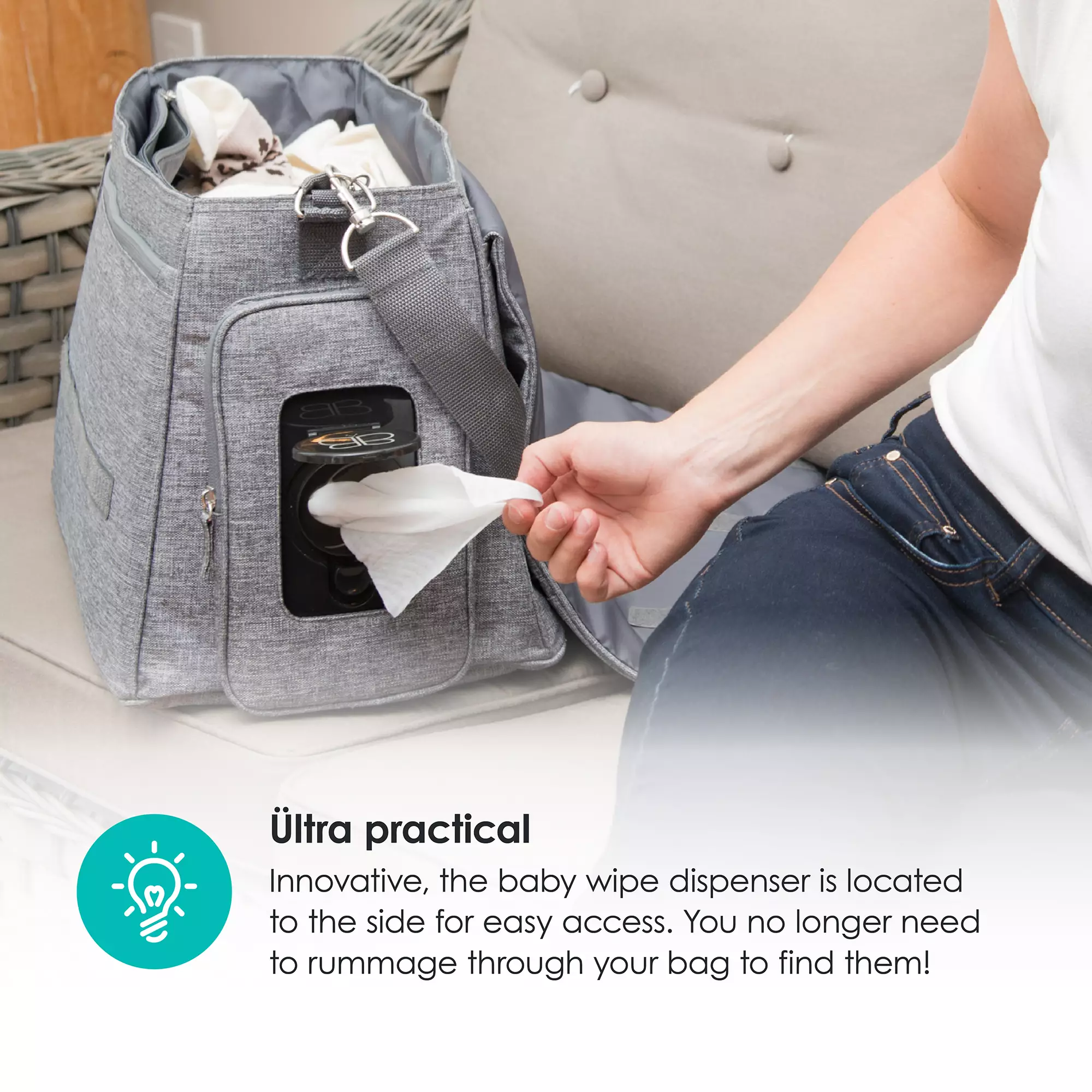 BBLUV Ultra Bag Heather Grey Diaper Bag - Tas Perlengkapan Bayi