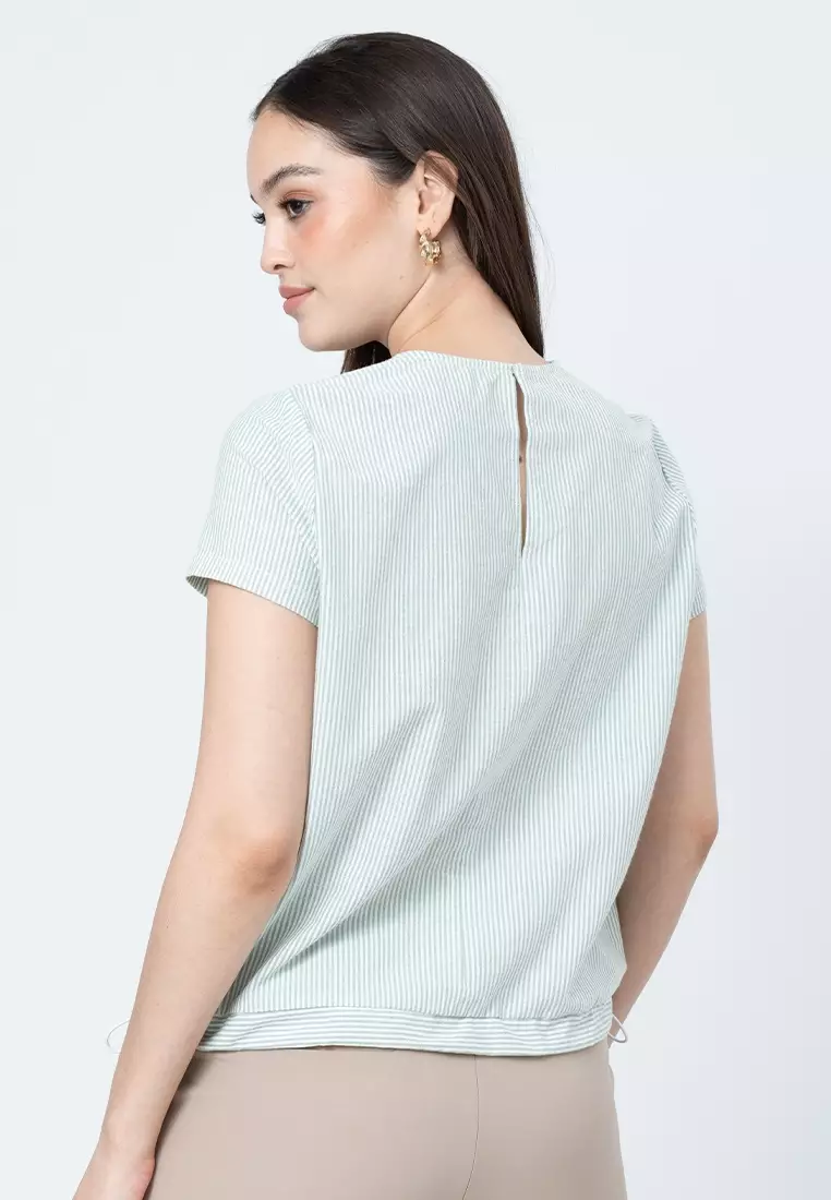 Joyce Stripes Top with Drawstring Hem