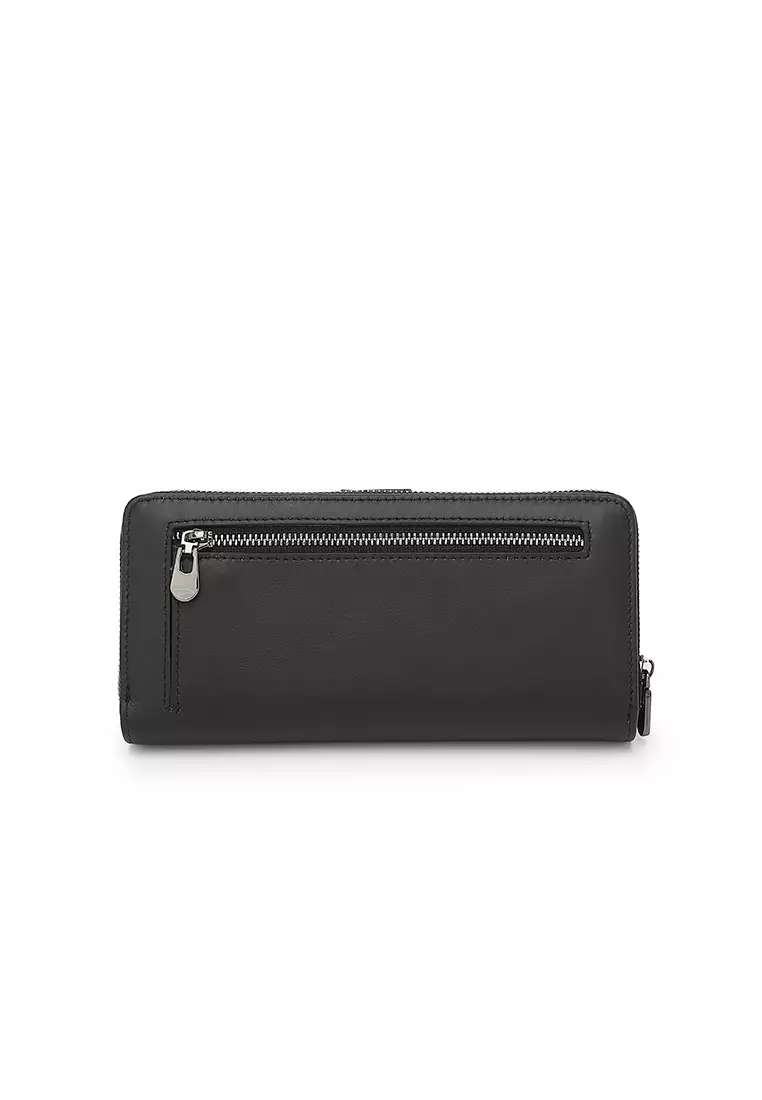 Unisex Genuine Leather RFID Blocking Wallet - Black