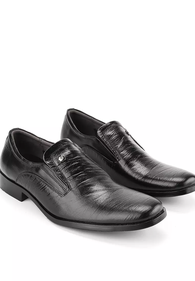 Darren Sepatu Formal Kantor Kulit Asli Pantofel Pria - Black