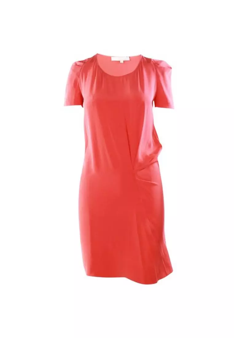 Red silk shift top dress