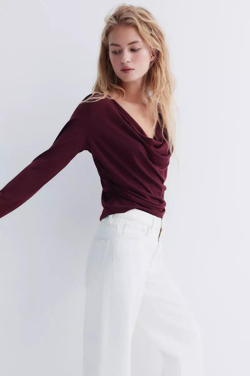 Draped jersey top