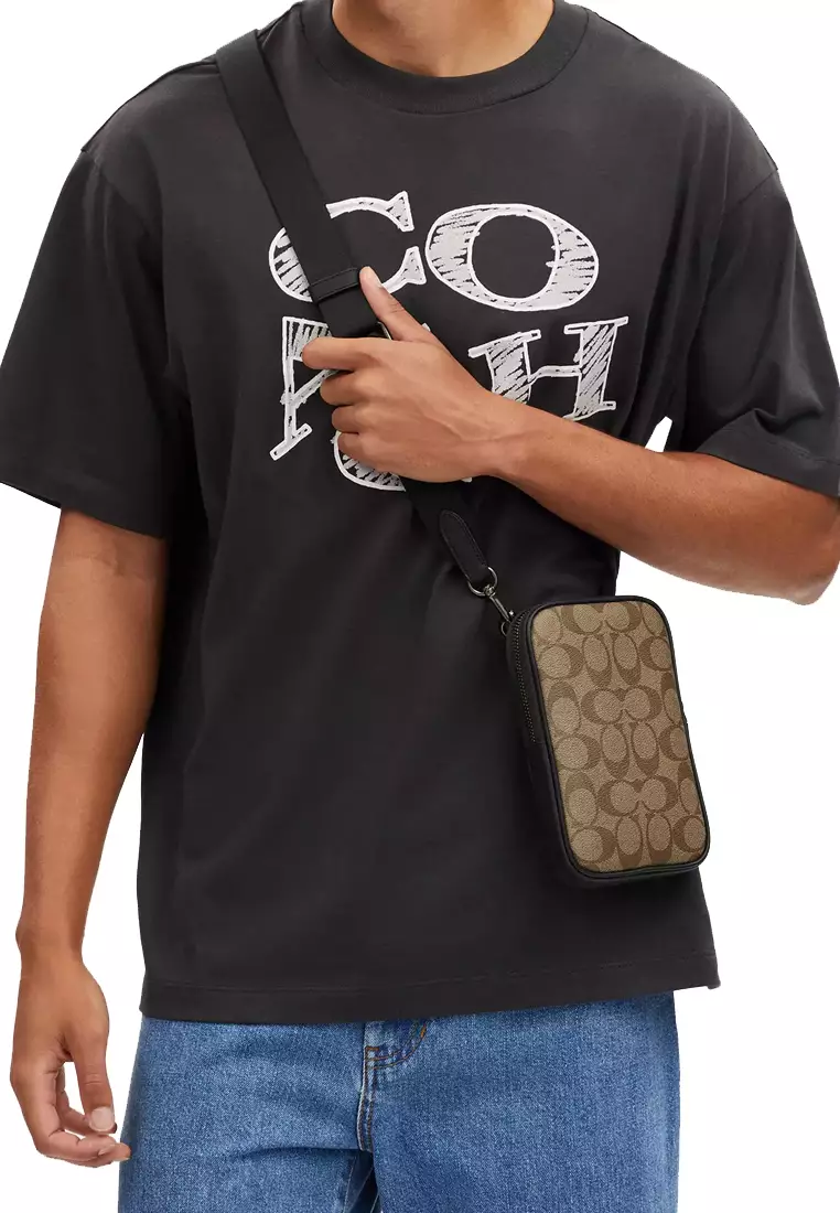 Coach Aden Crossbody Bag In Signature Canvas In Khaki CO912
