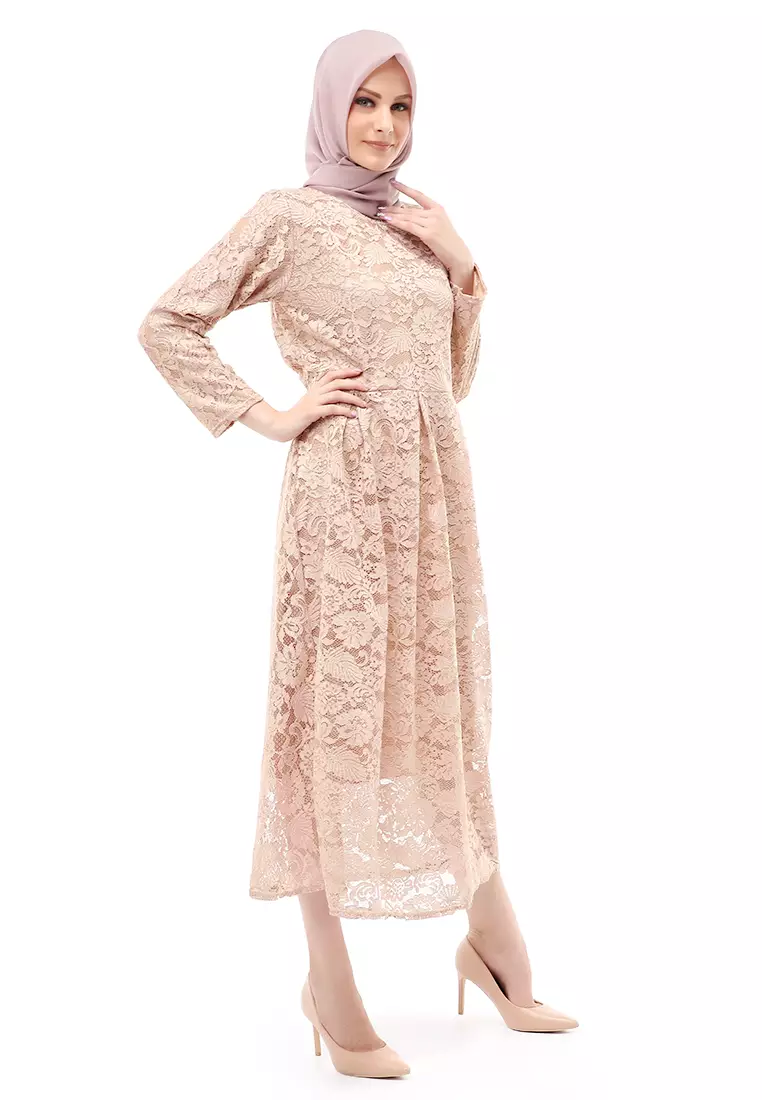 Alveera Gamis Brukat Muslimah Long Dress Regular Fit - Coksu