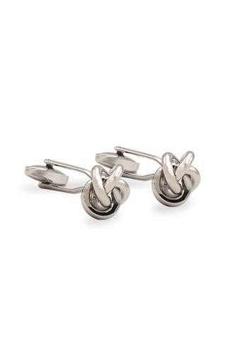Arden Teal silver Ojeda Chrome Single Knot Cufflinks 1697CAC71F3AE2GS_1