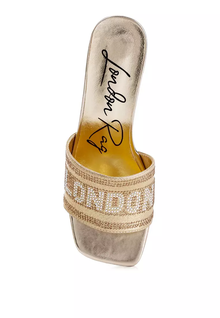 Gold Rhinestone Embellished London Sandals