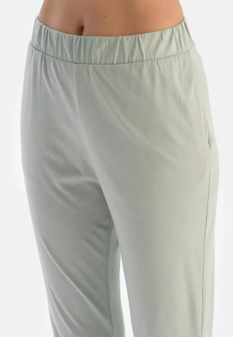 Mint Green Shirt & Trousers, Shirt Collar, Regular Fit, Long Sleeve Sleepwear for Women