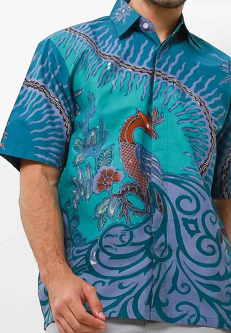 Pranadipa Kemeja Batik Tulis Premium Pria Casual Modern Lengan Pendek