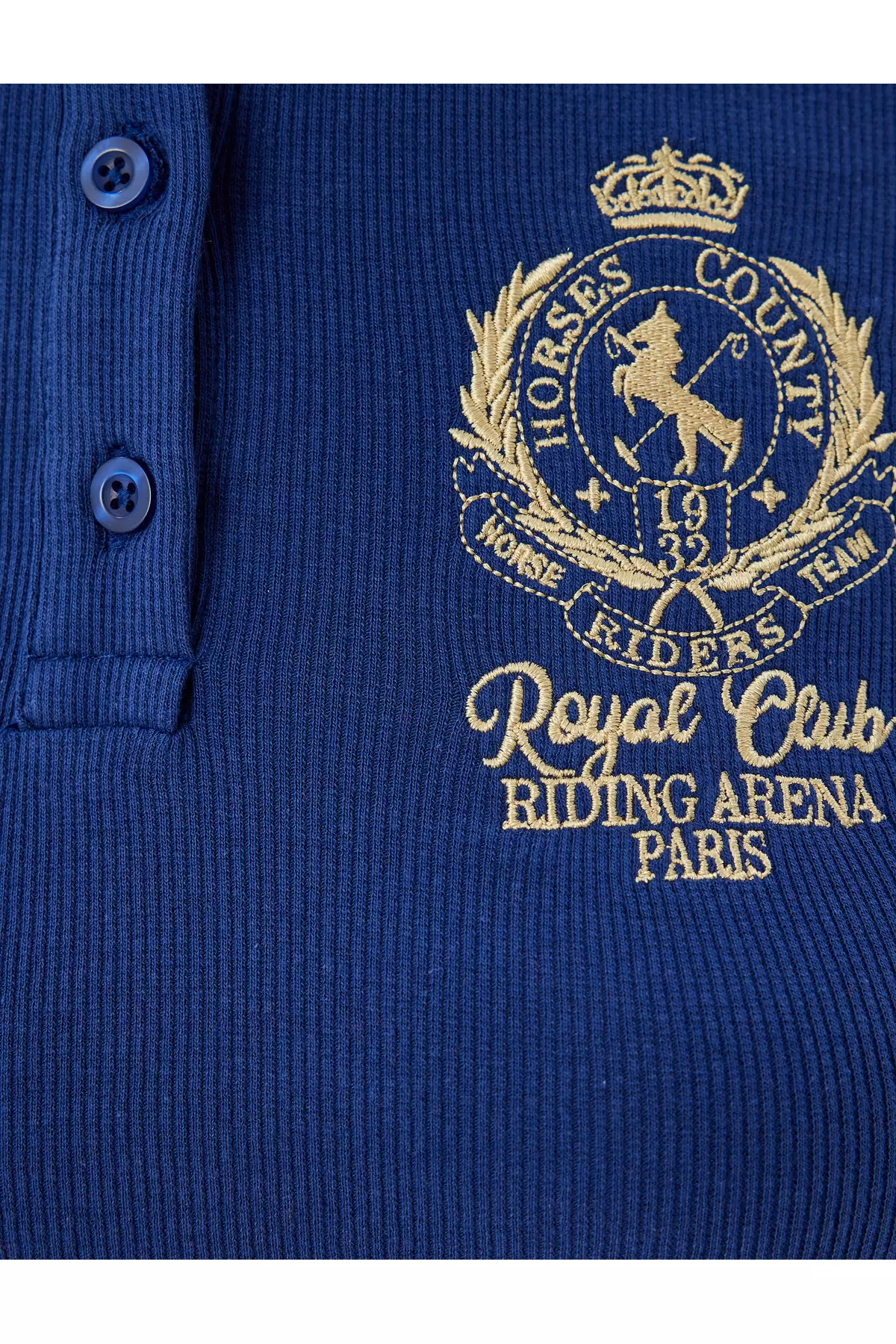 Polo Collar T-Shirt Camisole Long Sleeve Buttoned College Embroidered Slim Fit