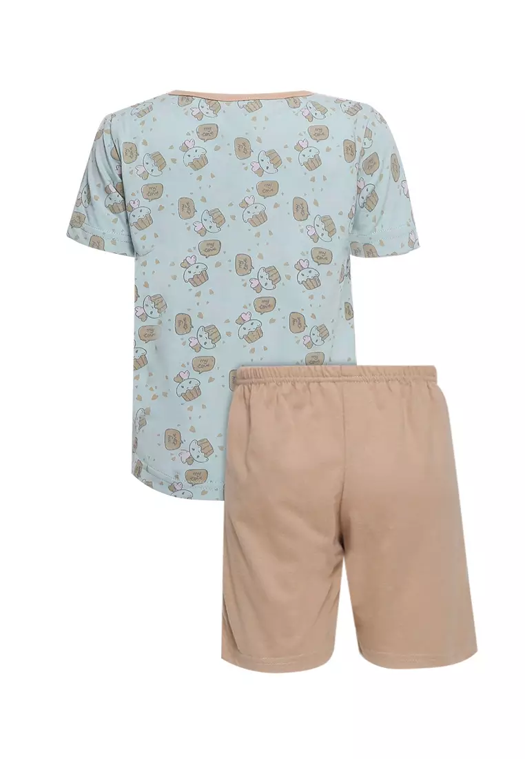 Pyjama Pijama Baju Tidur Kids Children Anak Cewek Baju Lengan Pendek Celana Pendek Sleepwear