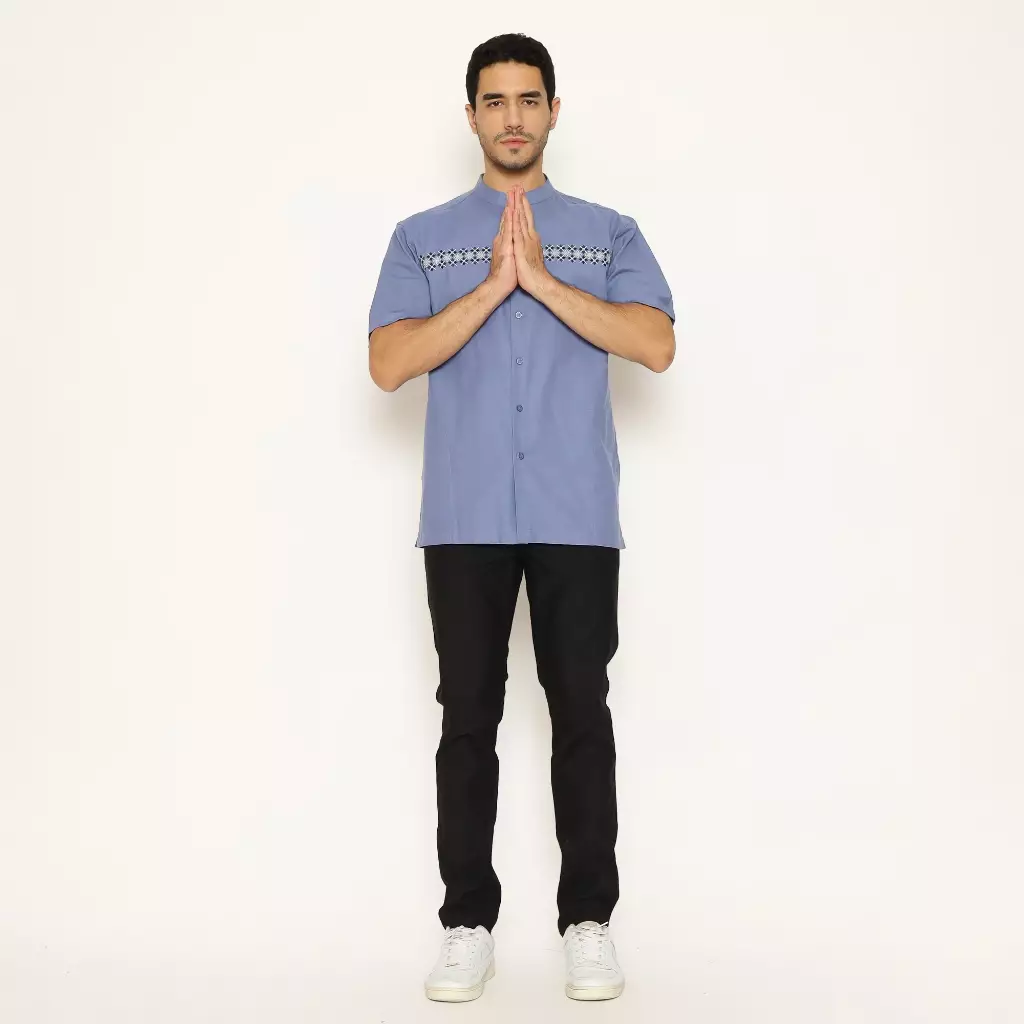 AMK Baju Koko Pria Lengan Pendek KK TAREEQ S/S Medium Blue
