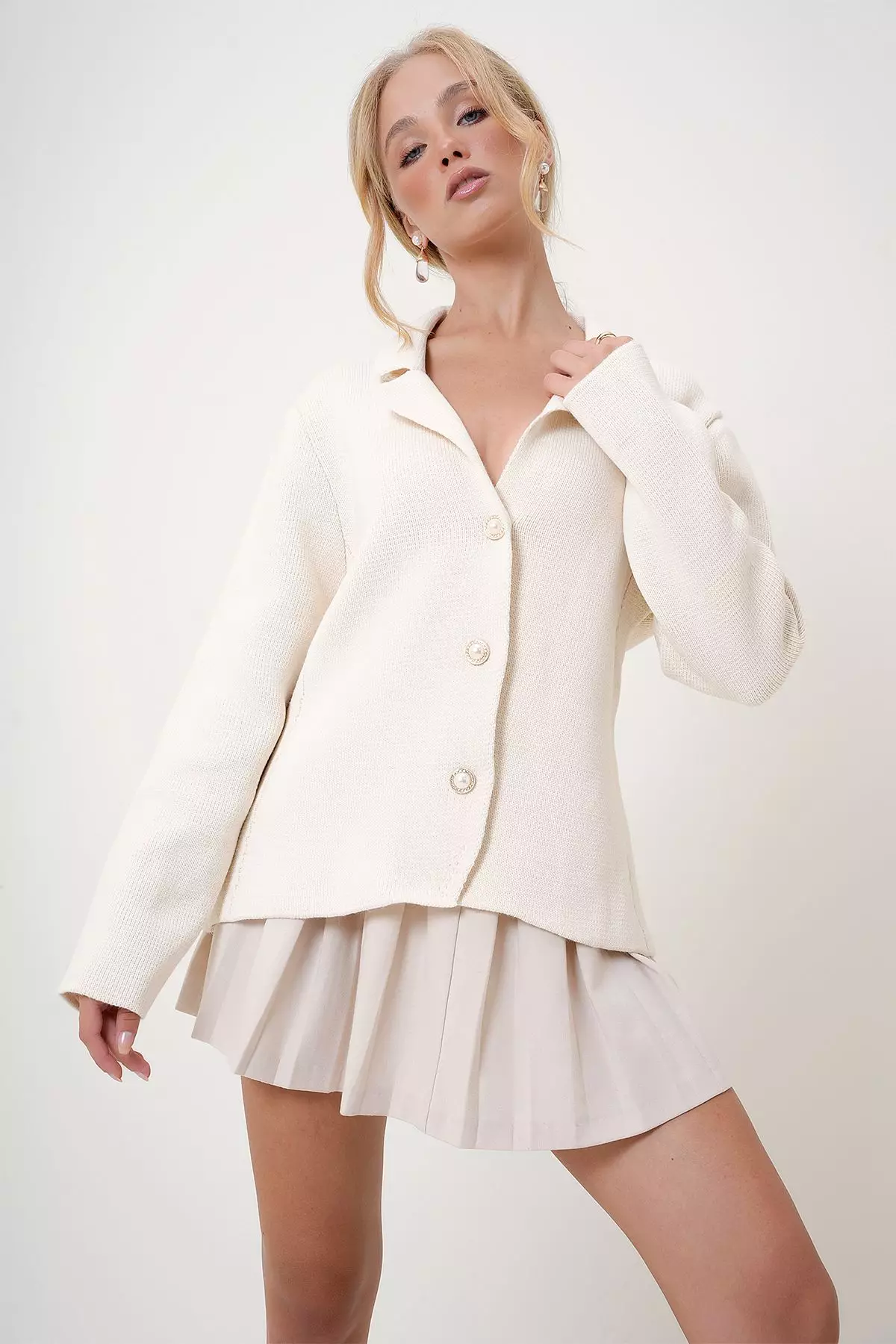 Beige Straight Comfort Jacket
