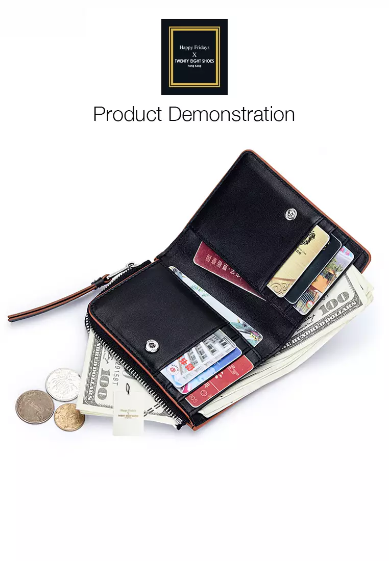 Genuine Leather Color Patching Bifold Wallet JW YT-109