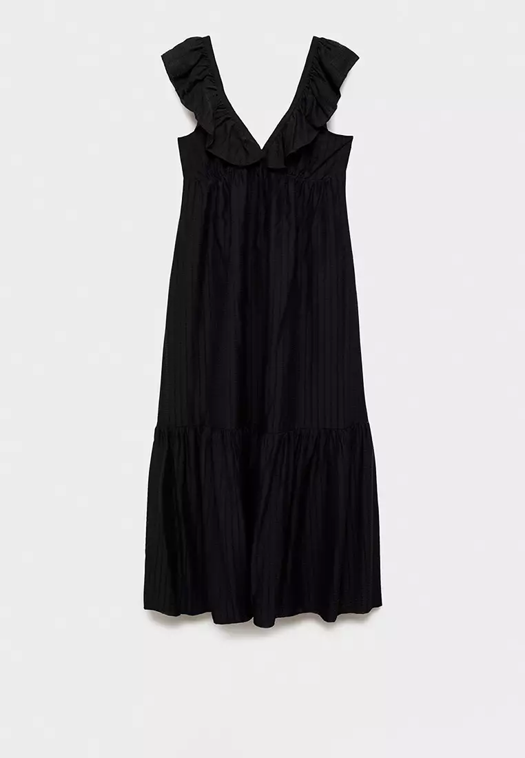 Long Dress With Ruffle Neckline