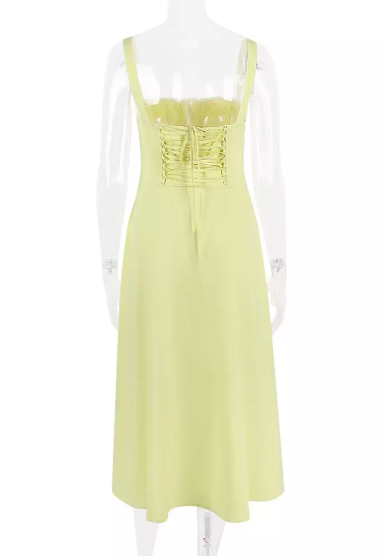 Backless Slim Suspender Slit Dress LBH-D1313