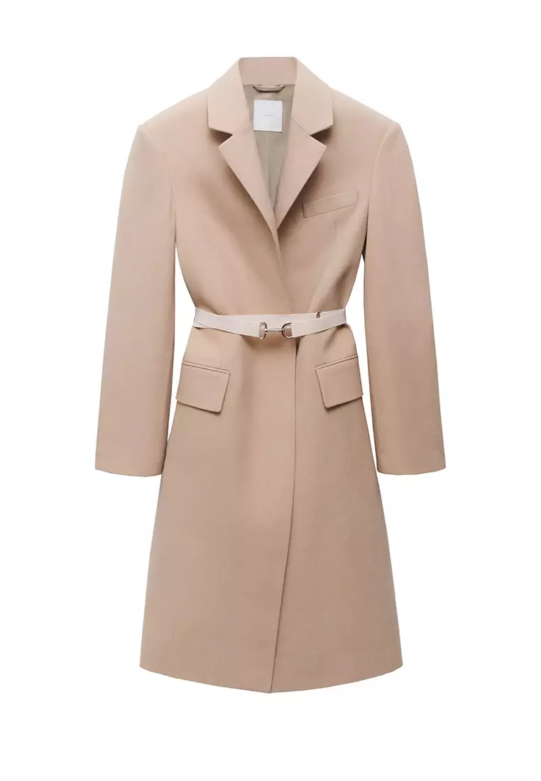 Structured Double Fabric Coat with Belt