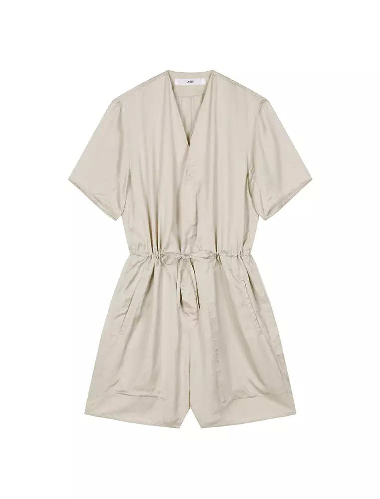 V-Neck Short Sleeve Jumpsuit