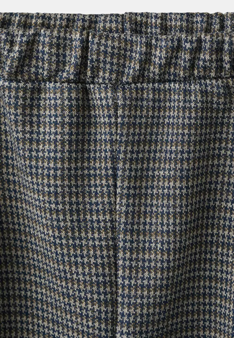 Houndstooth Print Straight Trousers
