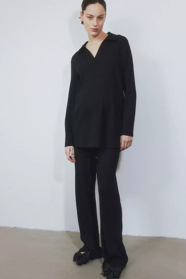 MAMA Ribbed polo top