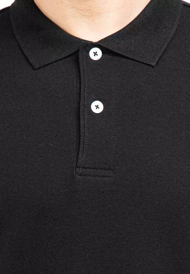 Forest Cotton Pique Regular Fit Polo T Shirt Men Collar Tee - 23647-01Black