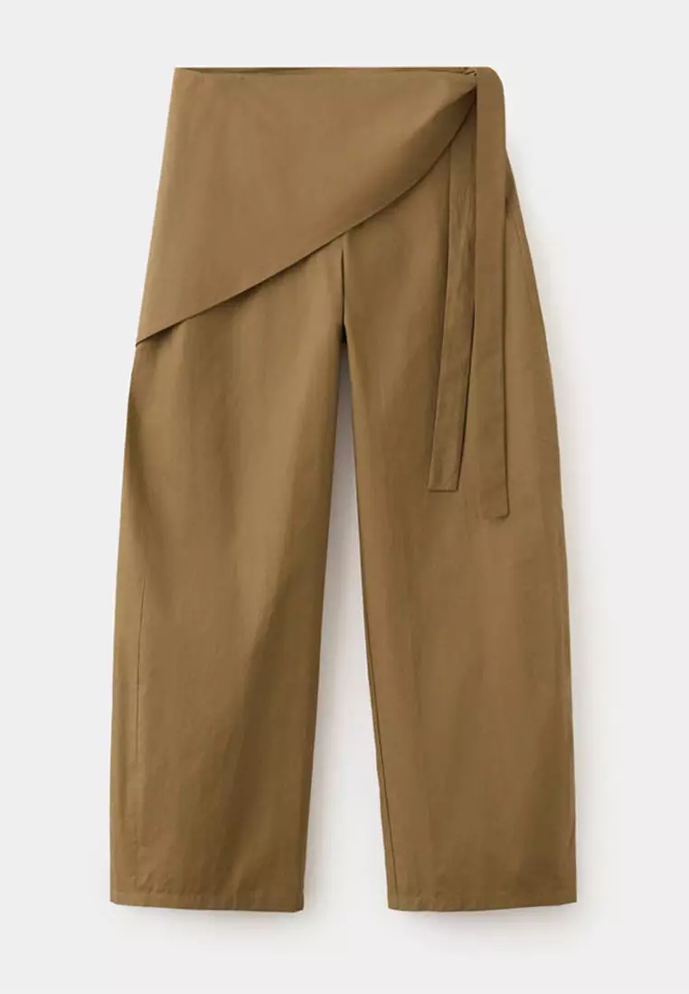Straight-Leg Trousers With Detachable Scarf
