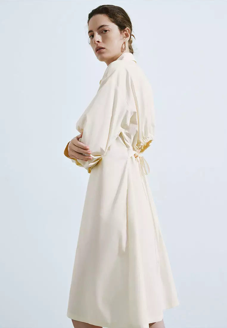 UR秋季新款女装时髦感衬衫式镂空系带连衣裙UWH740106