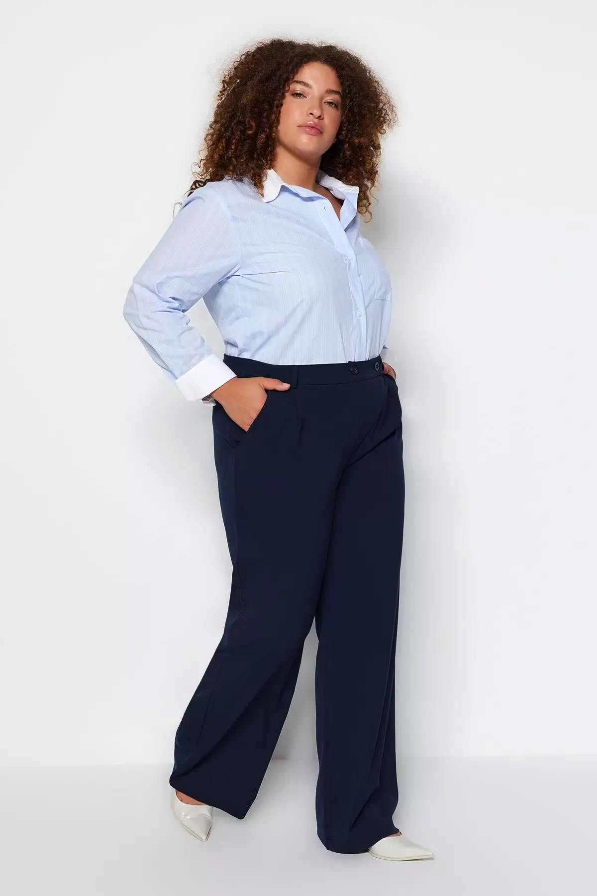 Plus size outlet navy trousers