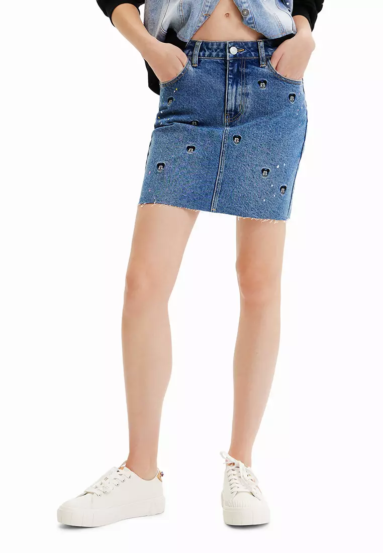 Tommy jeans embroidered store denim mini skirt