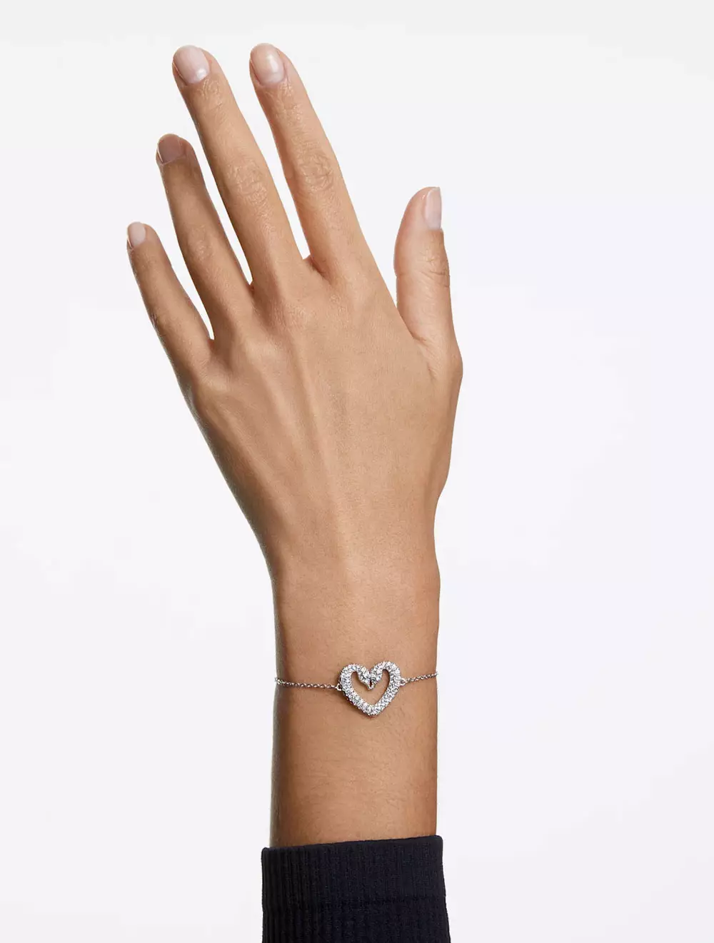 Una Bracelet, Heart, Small, White, Rhodium Plated - White