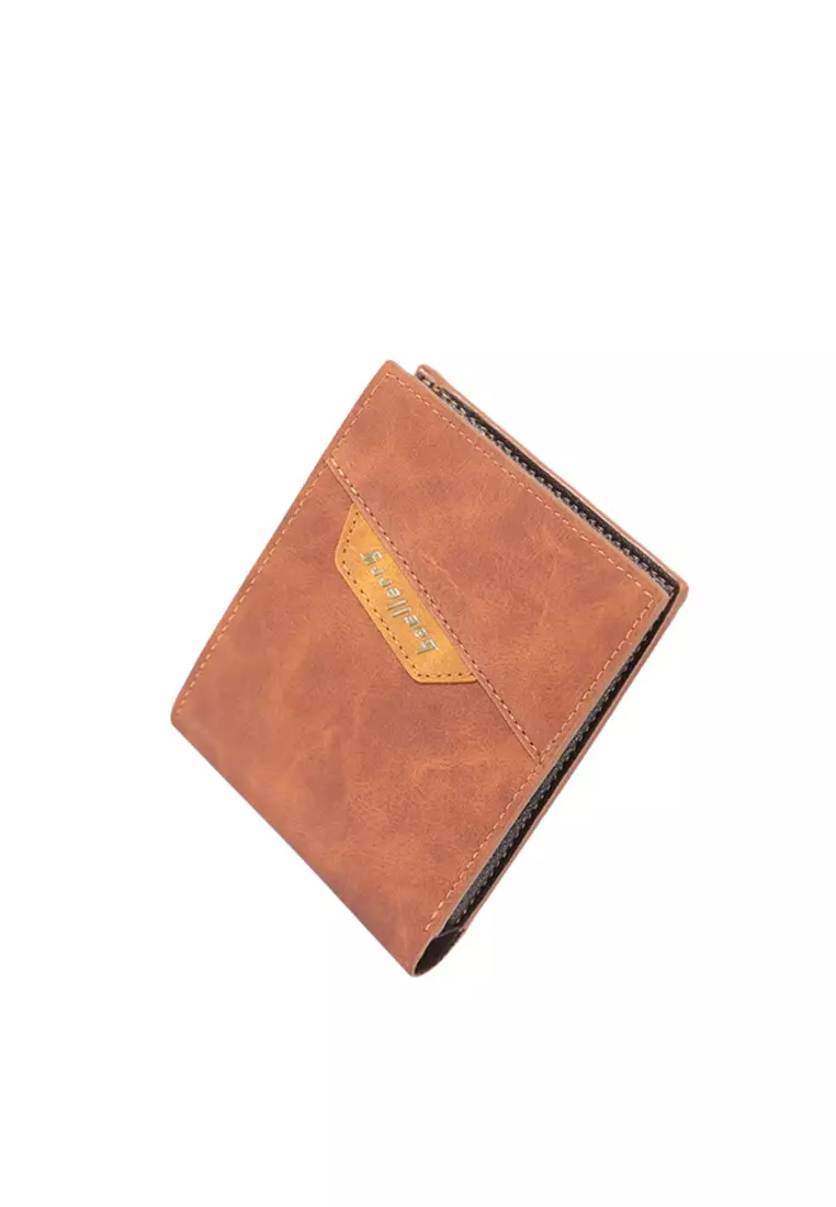 Dompet Lipat Pria Motif Polos Modern Kulit PU Leather Quality Premium ORIGINAL