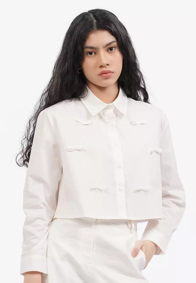 Long Sleeve Blouse with Ribbon Details