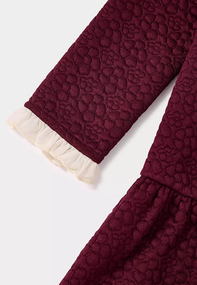 Millie 酒紅色刺繡毛衣洋裝