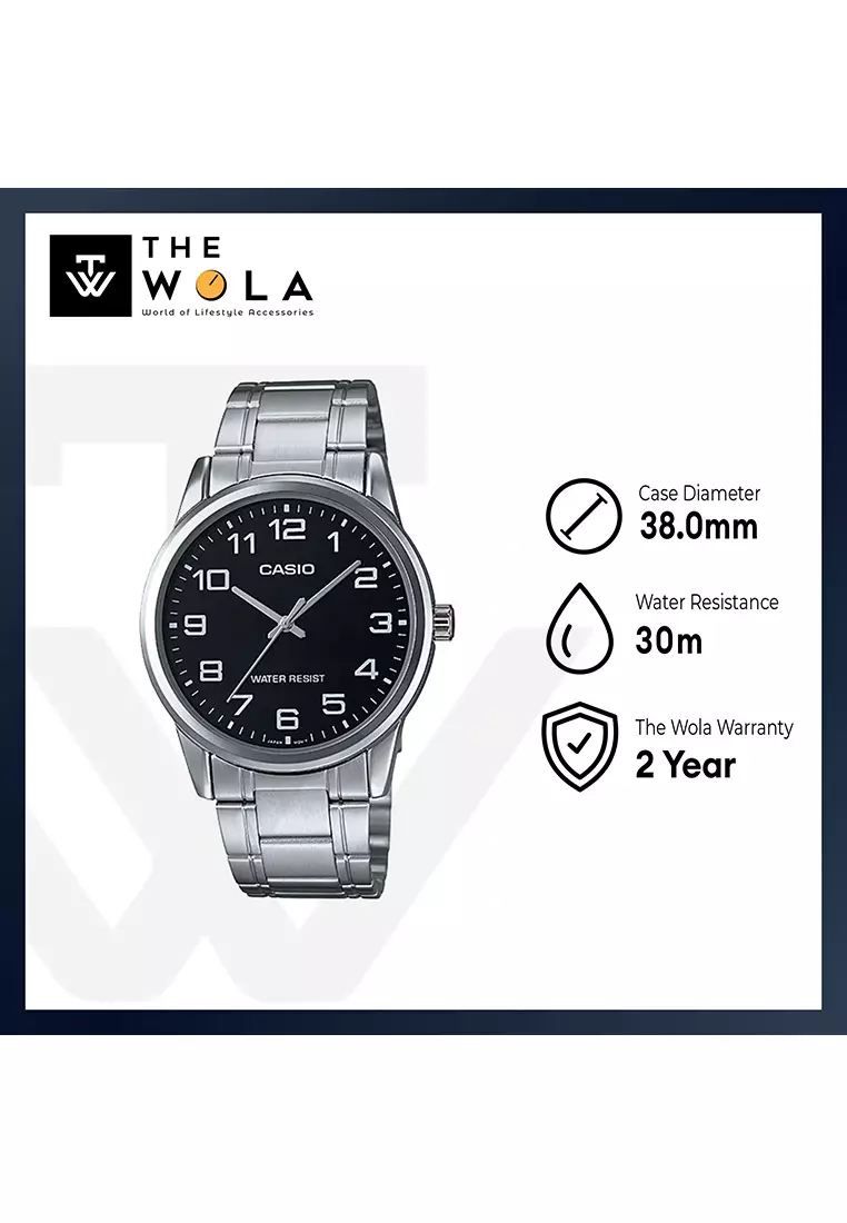 Men's Analog Watch MTP-V001D-1B Silver Stainless Steel Band