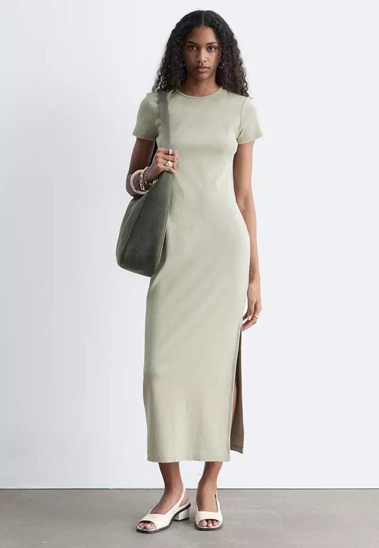 self portrait green rhinestone mesh midi dress OUI Jersey dress