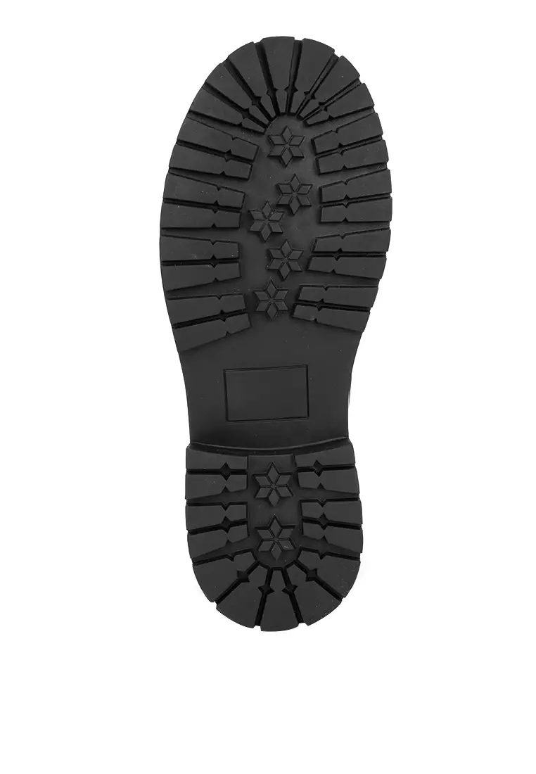 Ashanti Black And Red Lug Sole Penny Loafer