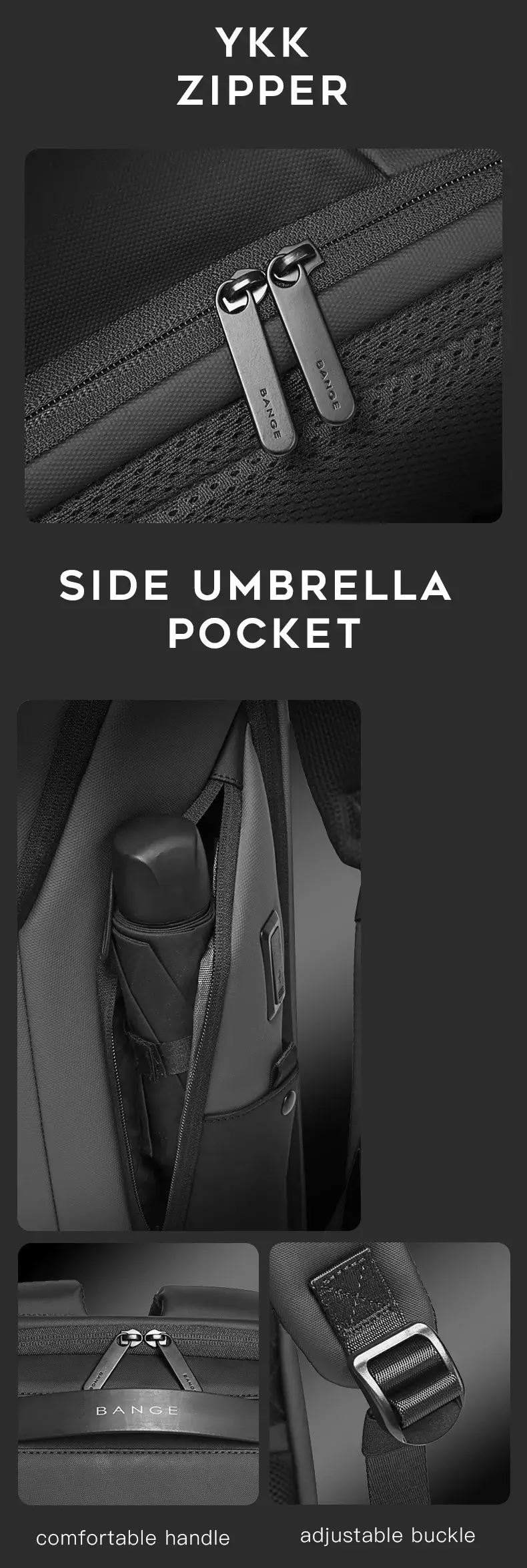 Bange BG7267 Tas Ransel Backpack Laptop Kerja pria 15.6 Inch USB - GREY