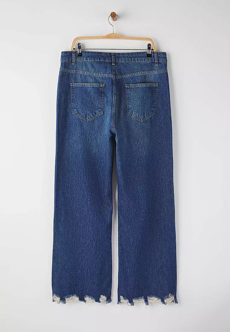 Waist Destroyed Spanish Leg Plus Size Flare Fit Jeans