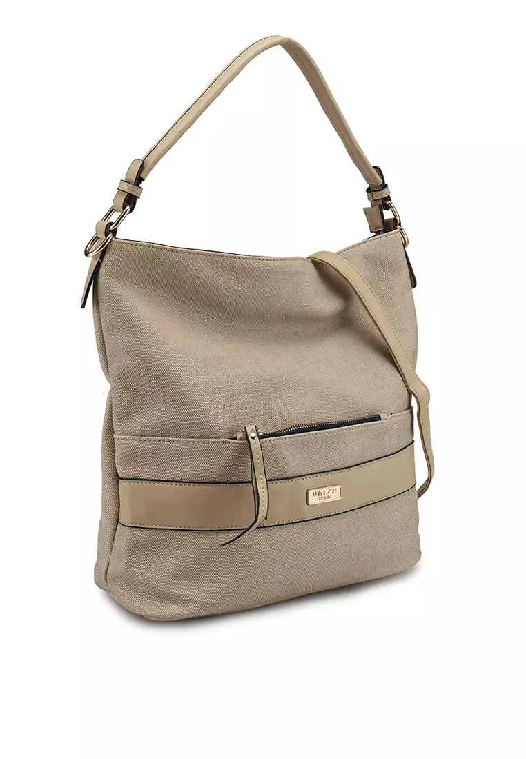 Duo-Texture Convertible Hobo Bag